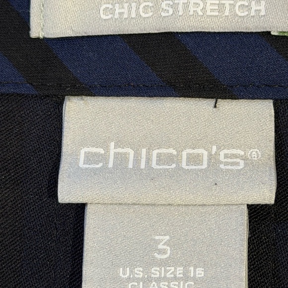 CHICO'S XL BLUE/BLACK STRIPED NO IRON SHIRT - Picture 4 of 4